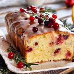 Творожный кекс с апельсином и клюквой