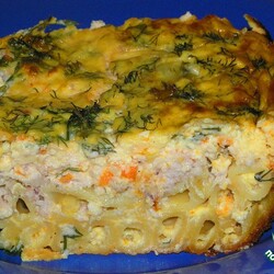 Запеканка из макарон с курицей