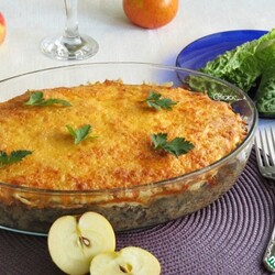 Рис с куриной печенью и яблоками