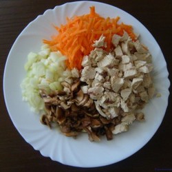 Заливной пирог в мультиварке с курицей и грибами