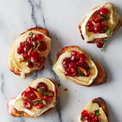 Pomegranate, Cranberry & Brie Bruschetta