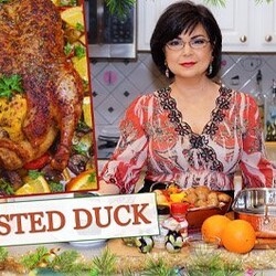 Roasted Duck in Wine with Potatoes, Peppers and Mushrooms!