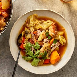 Healthy cabbage chicken soup