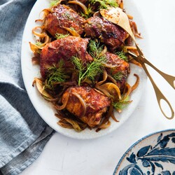 Sticky Orange Chicken with Caramelized Onions and Fennel - Amanda Haas Cooks