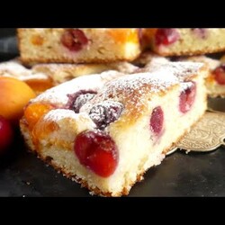 Пирог с абрикосами и черешней на творожном тесте! Вкуснейший летний пирог!