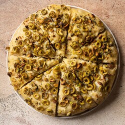 Easy No-Knead Olive-Rosemary Focaccia With Pistachios Recipe