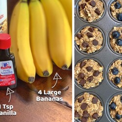3 Ingredient Banana Oat Muffins