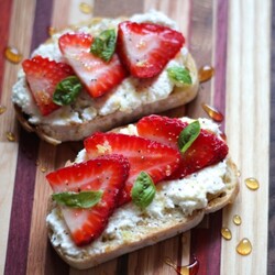 Ricotta Toasts with Strawberries, Basil & Honey - Alaska from Scratch