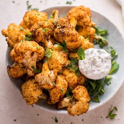 Roasted Cauliflower Bites with a Mint Dip