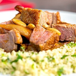 Duck Tagine With Harissa, Almonds & Dates