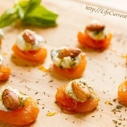 Apricots with Basil-Cream Cheese and Almonds