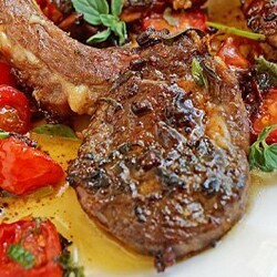 Marinated Greek Lamb Chops with Mushrooms and Tomatoes