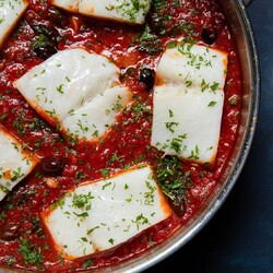 Baccalà alla Napoletana (Neapolitan-Style Braised Salt Cod With Tomatoes, Olives, and Capers)