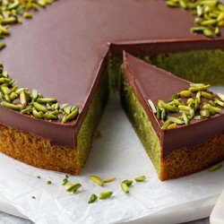Flourless Pistachio Cake with Chocolate Ganache | Love and Olive Oil