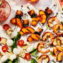 Pork Belly, Shrimp, and Pickled Tomato Pintxos