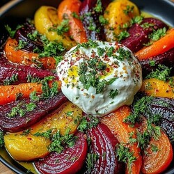 Vibrant Roasted Beets & Carrots with Creamy Burrata Salad