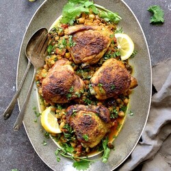 Moroccan Chicken Tagine with Butternut Squash, Chickpeas and Olives