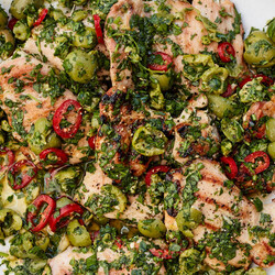 Grilled Greek Chicken With Parsley-Olive Sauce Recipe