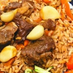 Настоящий узбекский плов с говядиной в казане