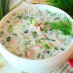 Окрошка на кефире с колбасой