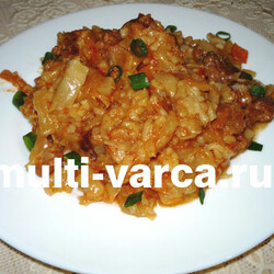 Говядина с капустой и рисом в мультиварке-скороварке