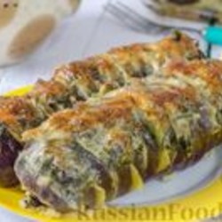 Рецепт: Запечённые баклажаны "Гармошка" с картофелем, под сырной корочкой на RussianFood.com