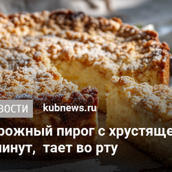 Нежный творожный пирог с хрустящей крошкой – готов за 45 минут,  тает во рту
