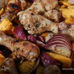 Как приготовить Курица с тыквой, луком и грецкими орехами