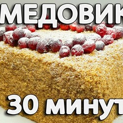 Медовик без раскатки коржей за 30 минут (со сметанным кремом)