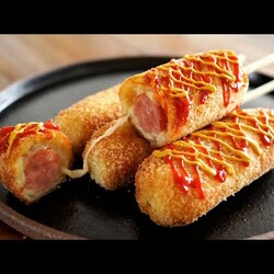 Хрустящие хот-доги на палочках !! Месить не нужно! Очень просто