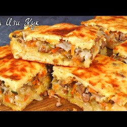 Простой ЗАЛИВНОЙ ПИРОГ МАННИК с капустой и фаршем Люда Изи Кук выпечка пирога cabbage meat pie