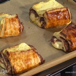 Как приготовить Шоколадные булочки с рикоттой из слоеного теста