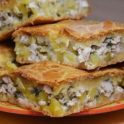 Пирог на кефире с курицей