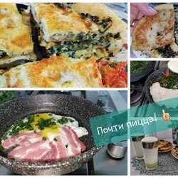 Блины дрожжевые с зелёным луком и яйцом (с припёком) + другие варианты