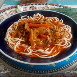 Лагман с тянутой лапшой , пошаговый рецепт на 3419 ккал, фото, ингредиенты - Натали М