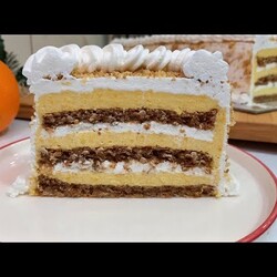 ореховый торт с апельсиновым заварным кремом