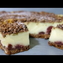 KRUCHE CIASTO SYPANE Z WIŚNIAMI I BUDYNIEM - ZACHWYT OD PIERWSZEGO KĘSA