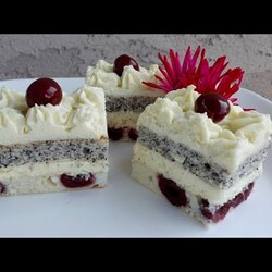 VIŠNJIN  KOLAČ  S KOKOSOM I MAKOM,PREDIVNA LJETNA POSLASTICA