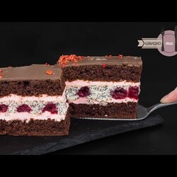 Торт з вишнями  Маково-шоколадний святковий пляцок з унікальним кремом!