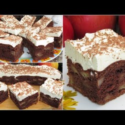 Ciasto Rajskie Jabłuszko-kakaowe z jabłkami i pianką-delikatne, przepyszne i bardzo łatwe  HIT