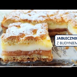 JABŁECZNIK z budyniem i musem jabłkowym ze słoika | Jabłecznik na kruchym cieście z kruszonką