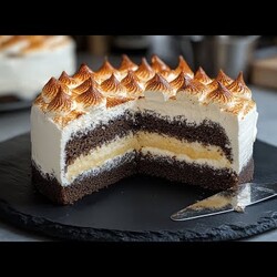 маковый торт с лимонным кремом и безе