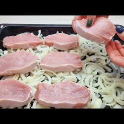 Das Fleisch auf die Zwiebel legen um zu bekommen, leckeres Abendessen in 10 Minuten #540