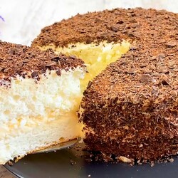 торт с белковым бисквитом и йогуртовым кремом