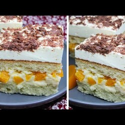 ANIELKA - PYSZNE CIASTO ŚMIETANKOWE Z BRZOSKWINIAMI I BUDYNIOWYM KREMEM - PRZEPIS