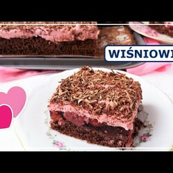 WIŚNIOWIEC Ciasto czekoladowe z wiśniami i kremem (duża blacha) | Ciasto wiśniowe z galaretką