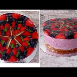 ЙОГУРТОВЫЙ муссовый торт с ягодами и ЖЕЛЕ! торт с Голубикой! Быстро и вкусно!