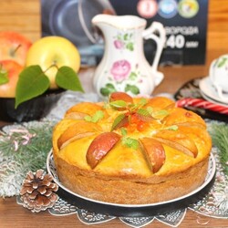 Тыквенно-творожный пирог с яблочной начинкой