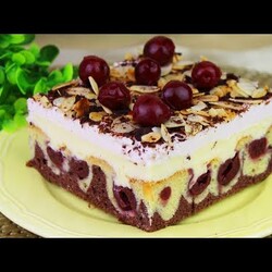 PRZEPIS NA CIASTO WIŚNIOWE Z MASĄ BUDYNIOWO ŚMIETANKOWĄ - BOMBOWA KUCHNIA