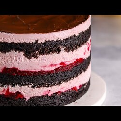 Торт ВИШНЕВЫЙ ПЛОМБИР / Шоколадный бисквит, вишневый крем-мусс РЕЦЕПТ/ рецепт шоколадного торта